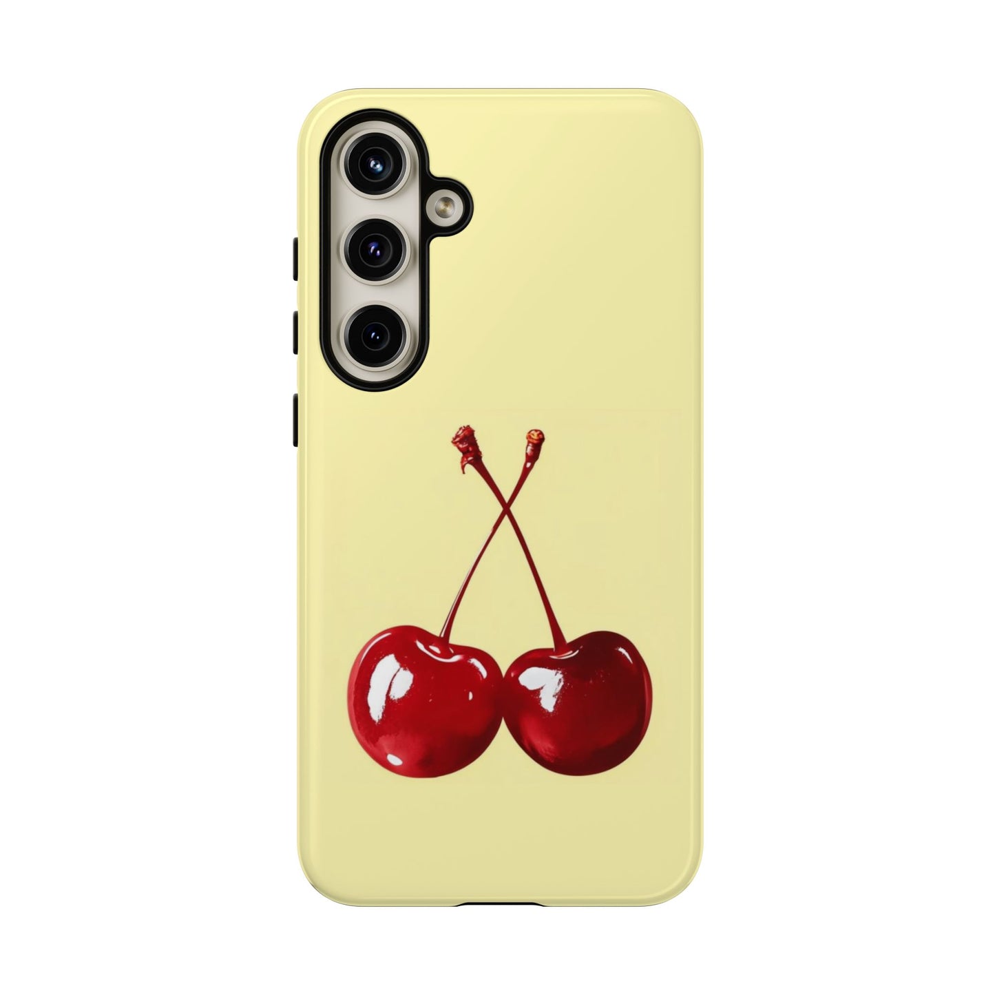Soft yellow and cherry