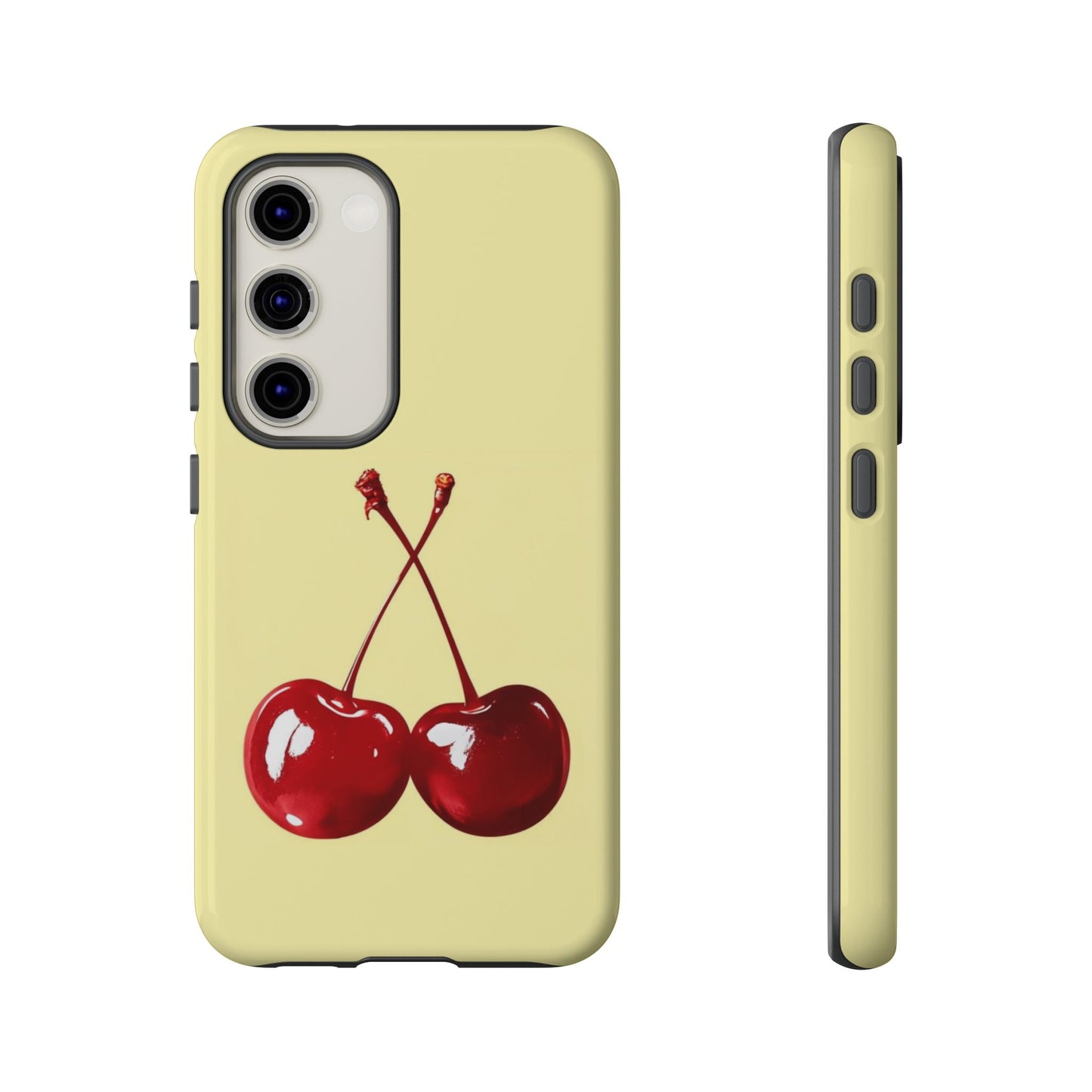 Soft yellow and cherry