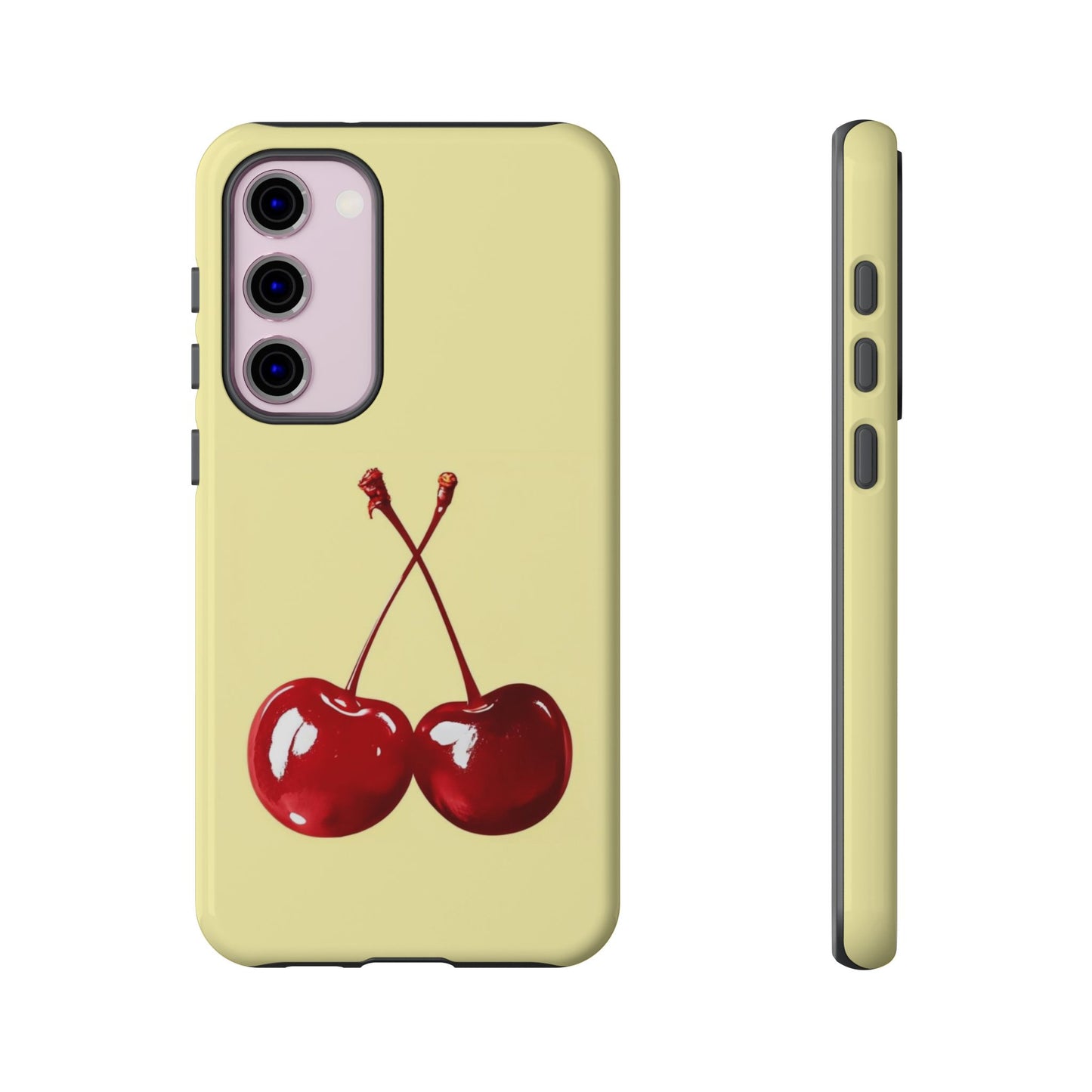 Soft yellow and cherry