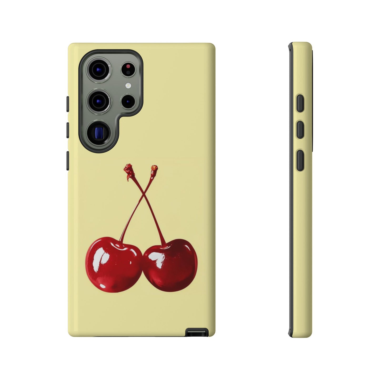 Soft yellow and cherry