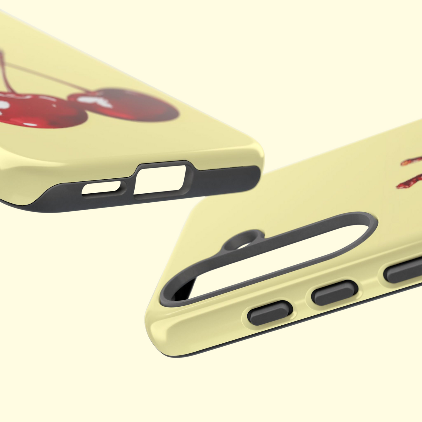 Soft yellow and cherry