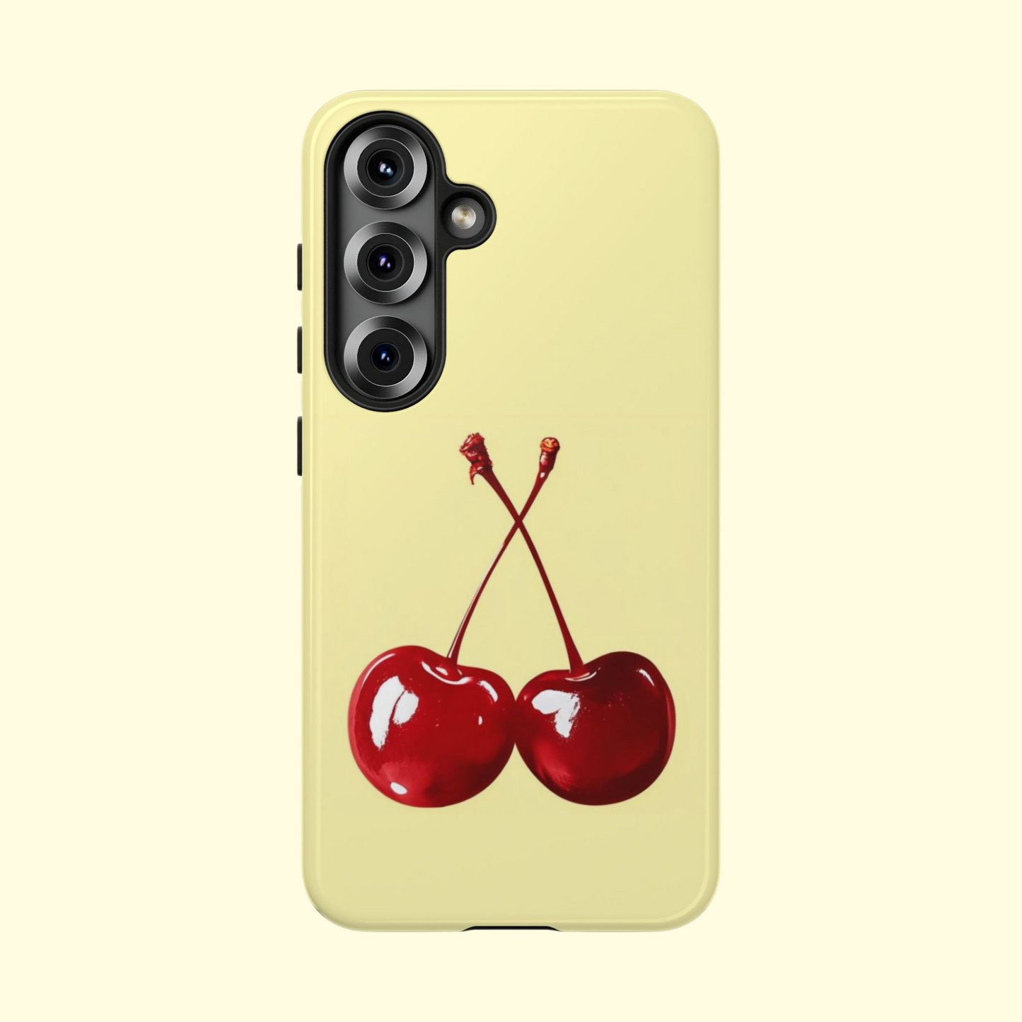 Soft yellow and cherry